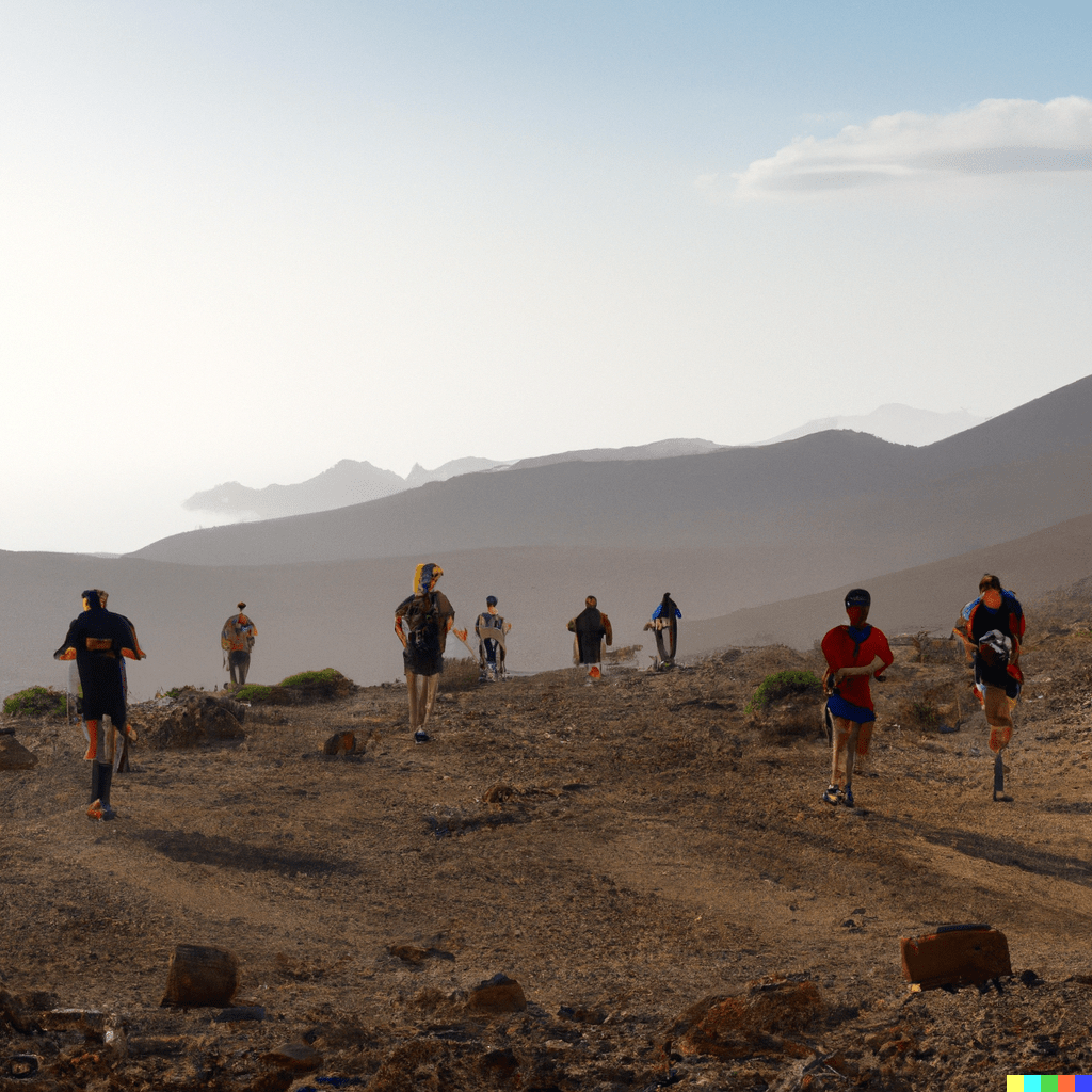 DALL·E 2023-02-04 20.12.13 - Gruppe von Trailrunnern auf Fuerteventura photorealistic